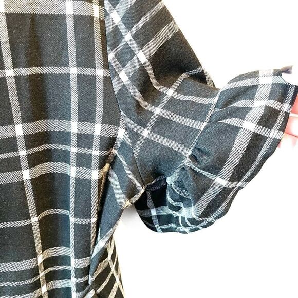 Plaid print ruffle sleeve dress - Picture 6 of 9